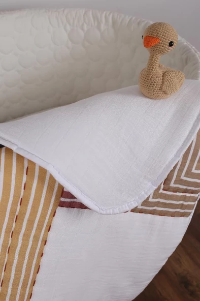 %100 Pamuk Bebek Müslin Yorgan - Oyun Matı El İşlemeli 70x100 cm - ZTD100 ZT061 - 3