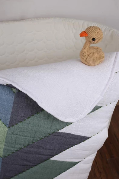%100 Pamuk Bebek Müslin Yorgan - Oyun Matı El İşlemeli 70x100 cm - ZTD100  ZT068 - 3