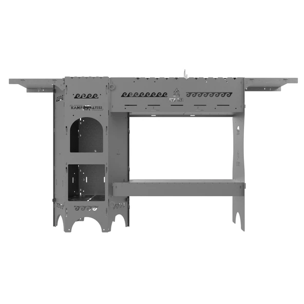 Kamp Ayısı® ForgeOut Pro™ Sobalı ve Izgaralı Taşınabilir Çantalı Katlanabilir 3mm Çelik Outdoor Mutfak Tezgahı - 4
