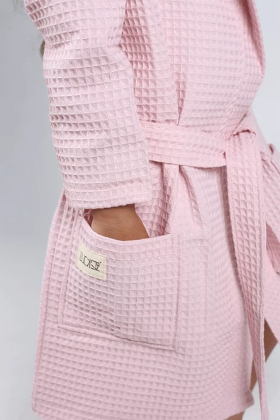 Luckka Pike Çocuk Bornoz Waffle Kumaş - ZTWAF00 2-4 Yaş Pembe - 6