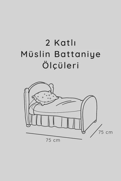 Luckka 2 Katlı Müslin Örtü , Oyuncak , Müslin Önlük Seti 75x75 cm - ZTCRINKLE Yeşil-Krem - 4