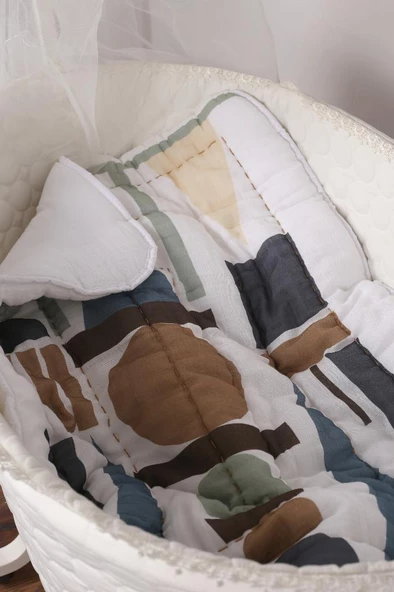 %100 Pamuk Bebek Müslin Yorgan - Oyun Matı El İşlemeli 70x100 cm - ZTD100  ZT085 - 4