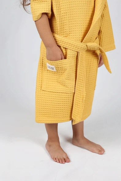 Luckka Pike Çocuk Bornoz Waffle Kumaş - ZTWAF00 4-6 Yaş Turuncu - 11