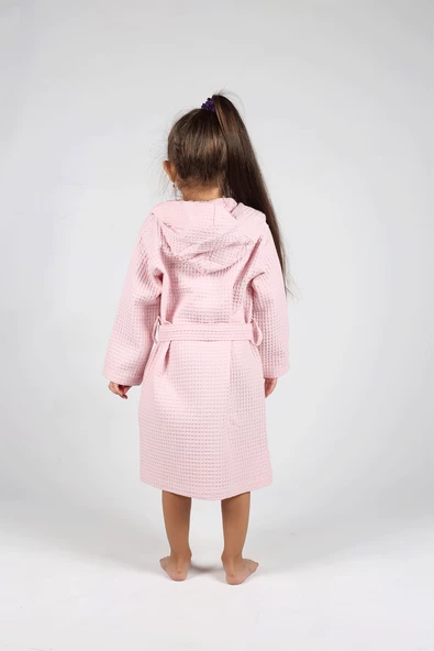 Luckka Pike Çocuk Bornoz Waffle Kumaş - ZTWAF00 2-4 Yaş Pembe - 4