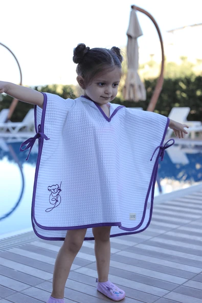Luckka Pike Çocuk Panço & Bornoz Waffle Kumaş - ZTPNÇ00 1-5 Yaş Açık Mavi - 2