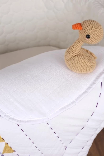 %100 Pamuk Bebek Müslin Yorgan - Oyun Matı El İşlemeli 70x100 cm - ZTD100  ZT083 - 3