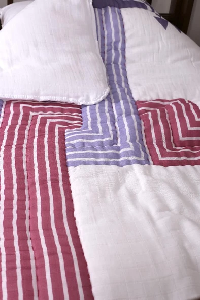 %100 Pamuk Çocuk Müslin Yorgan - El İşlemeli 100x150 cm - ZTD200  ZT106 - 5