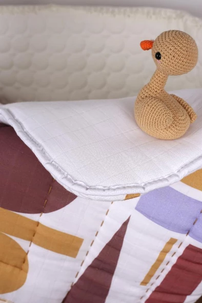 %100 Pamuk Bebek Müslin Yorgan - Oyun Matı El İşlemeli 70x100 cm - ZTD100 ZT084 - 3