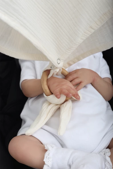 Luckka Çok Amaçlı Müslin Oyuncak , Diş Kaşıyıcı , Puset Oyuncağı , Emzik Tutacağı , Fular - ZTCRINKLETOY Krem - 3