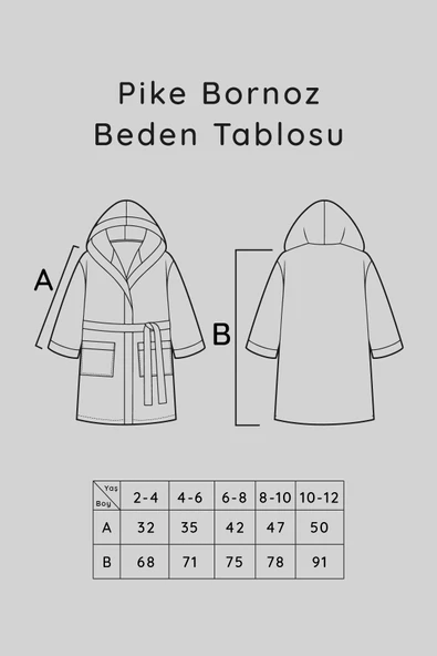 Luckka Pike Çocuk Bornoz Waffle Kumaş - ZTWAF00  2-4 Yaş Mavi - 5