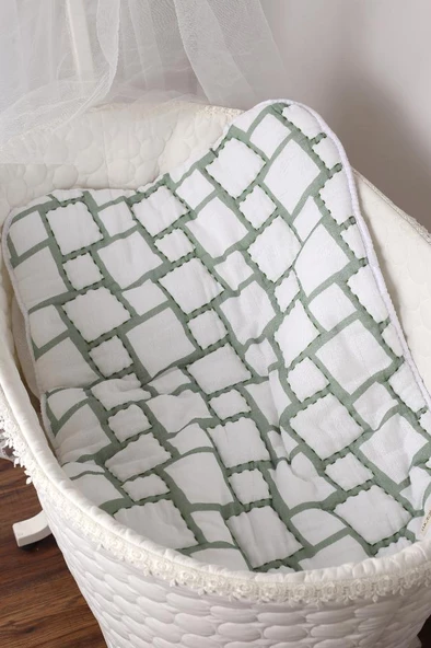 %100 Pamuk Bebek Müslin Yorgan - Oyun Matı El İşlemeli 70x100 cm - ZTD100 ZT058 - 5