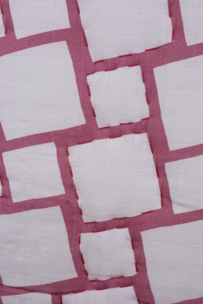 %100 Pamuk Bebek Müslin Yorgan - Oyun Matı El İşlemeli 70x100 cm - ZTD100 Pembe - 2