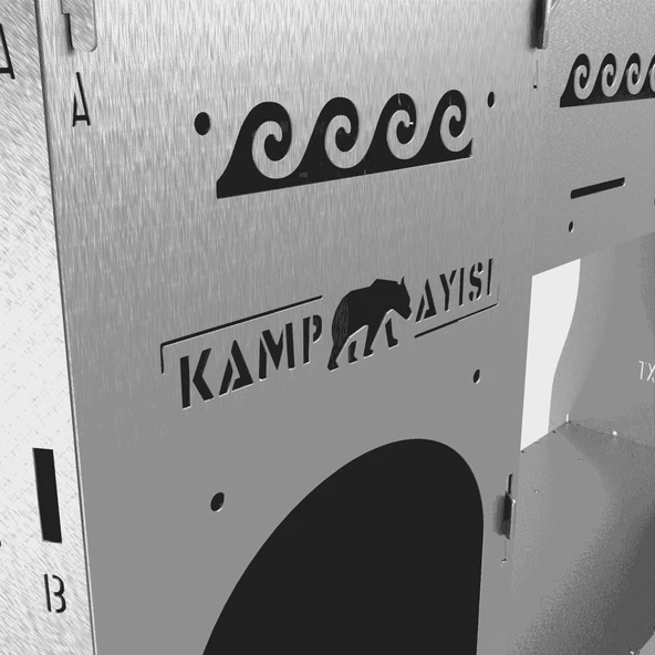 Kamp Ayısı® ForgeOut Pro™ Sobalı ve Izgaralı Taşınabilir Çantalı Katlanabilir 3mm Çelik Outdoor Mutfak Tezgahı - 11