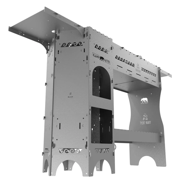 Kamp Ayısı® ForgeOut Pro™ Sobalı ve Izgaralı Taşınabilir Çantalı Katlanabilir 3mm Çelik Outdoor Mutfak Tezgahı - 10