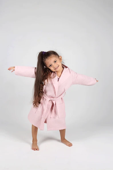 Luckka Pike Çocuk Bornoz Waffle Kumaş - ZTWAF00 4-6 Yaş Turuncu - 3