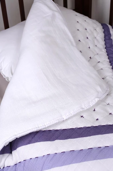 %100 Pamuk Çocuk Müslin Yorgan - El İşlemeli 100x150 cm - ZTD200 ZT088 - 4