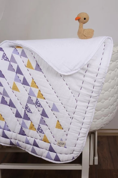 %100 Pamuk Bebek Müslin Yorgan - Oyun Matı El İşlemeli 70x100 cm - ZTD100  ZT083 - 2