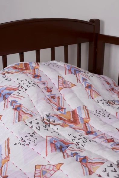 %100 Pamuk Çocuk Müslin Yorgan - El İşlemeli 100x150 cm - ZTD200  ZT090 - 2