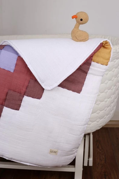 %100 Pamuk Bebek Müslin Yorgan - Oyun Matı El İşlemeli 70x100 cm - ZTD100 ZT066 - 2