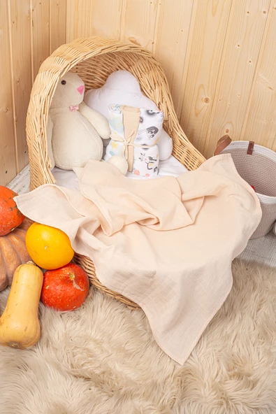 LUCKKA 3'lü Çok Amaçlı Müslin Örtü Seti - 75x75 cm - ZTC200 Ekru - 4