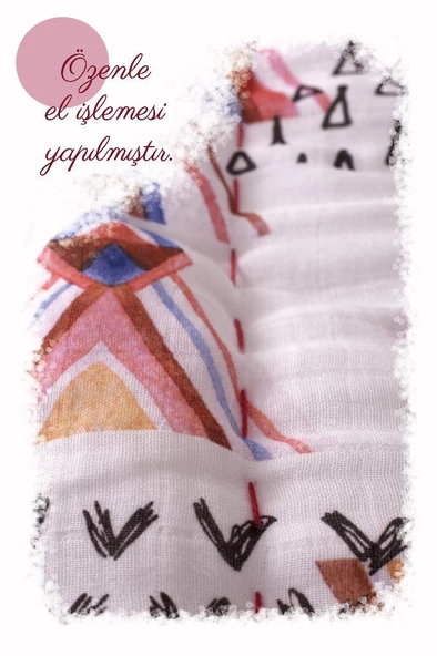 %100 Pamuk Çocuk Müslin Yorgan - El İşlemeli 100x150 cm - ZTD200  ZT090 - 3