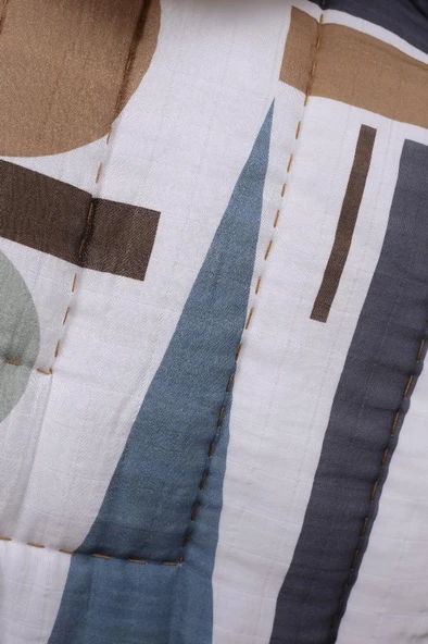 %100 Pamuk Bebek Müslin Yorgan - Oyun Matı El İşlemeli 70x100 cm - ZTD100  ZT085 - 3