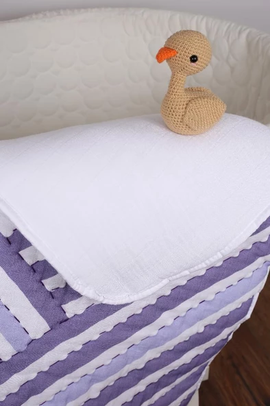 %100 Pamuk Bebek Müslin Yorgan - Oyun Matı El İşlemeli 70x100 cm - ZTD100 ZT048 - 3