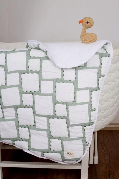 %100 Pamuk Bebek Müslin Yorgan - Oyun Matı El İşlemeli 70x100 cm - ZTD100 ZT058 - 2