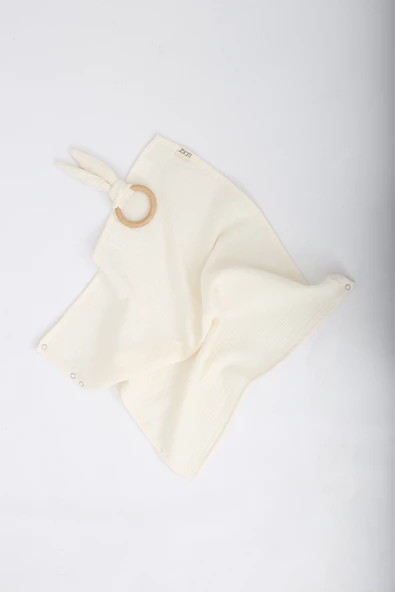Luckka Çok Amaçlı Müslin Oyuncak , Diş Kaşıyıcı , Puset Oyuncağı , Emzik Tutacağı , Fular - ZTCRINKLETOY Krem - 2