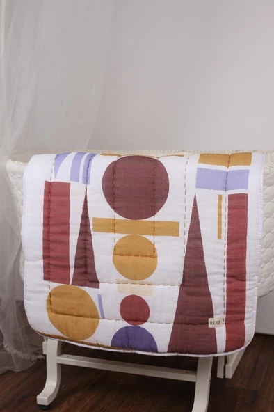 %100 Pamuk Bebek Müslin Yorgan - Oyun Matı El İşlemeli 70x100 cm - ZTD100 ZT084