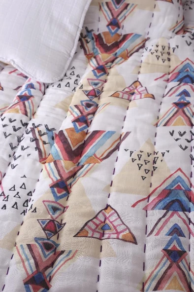 %100 Pamuk Çocuk Müslin Yorgan - El İşlemeli 100x150 cm - ZTD200 ZT089 - 5