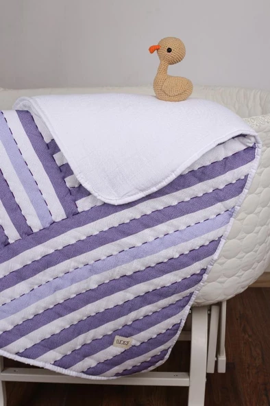 %100 Pamuk Bebek Müslin Yorgan - Oyun Matı El İşlemeli 70x100 cm - ZTD100 ZT048 - 2