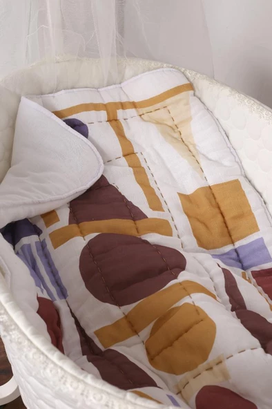 %100 Pamuk Bebek Müslin Yorgan - Oyun Matı El İşlemeli 70x100 cm - ZTD100 ZT084 - 5