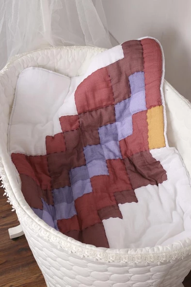 %100 Pamuk Bebek Müslin Yorgan - Oyun Matı El İşlemeli 70x100 cm - ZTD100 ZT066 - 5