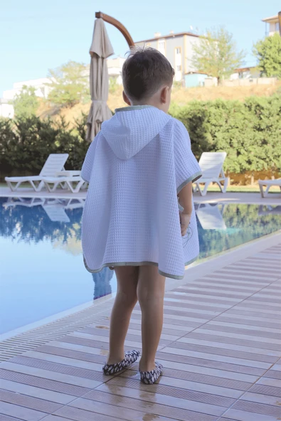 Luckka Pike Çocuk Panço & Bornoz Waffle Kumaş - ZTPNÇ00  1-5 Yaş Açık Mavi - 8