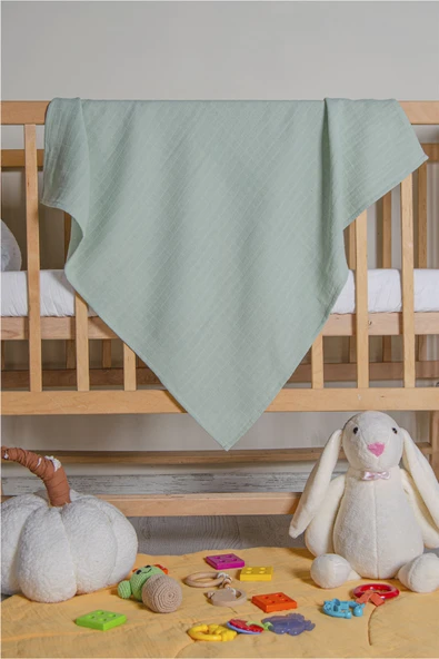 LUCKKA Renkli Çok Amaçlı Müslin Örtü Battaniye - ZTC000 Yeşil