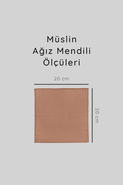 Luckka 12'li Müslin Ağız Mendili , Ter Bezi Çift Kat Dikimli 20x20 - ZT0011 12'li - 4
