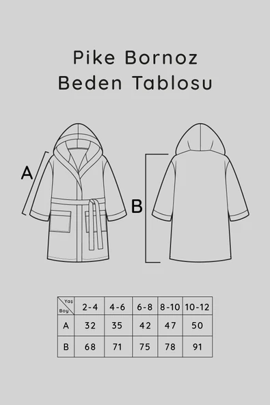 Luckka Pike Çocuk Bornoz Waffle Kumaş - ZTWAF00 2-4 Yaş Gri - 7