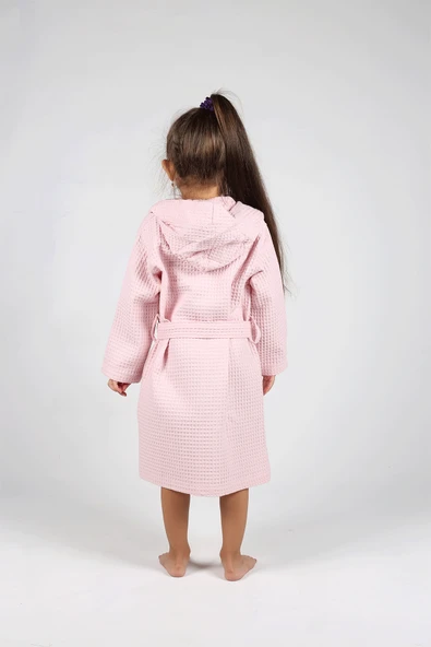 Luckka Pike Çocuk Bornoz Waffle Kumaş - ZTWAF00 2-4 Yaş Gri - 4