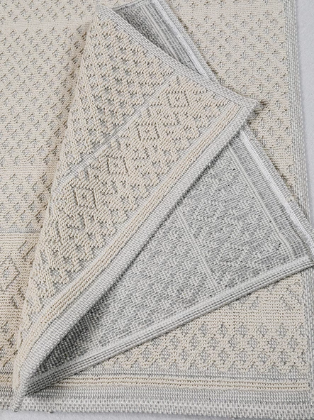 Naturel Pamuklu Kilim Yıkanabilir Banyo Paspası Seti 2'li Klozet Takımı 60x100-50x60cm 7020 Bej - 5