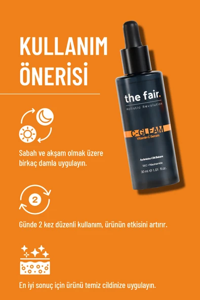 the fair. C-Gleam Leke Giderici Gözenek Bakımı Vegan Cilt Serumu 2 Vitamin C +2 Niacinamide 30ml - Resim 4