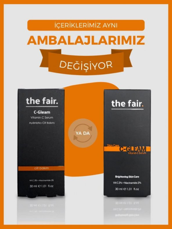 the fair. C-Gleam Leke Giderici Gözenek Bakımı Vegan Cilt Serumu 2 Vitamin C +2 Niacinamide 30ml - 5