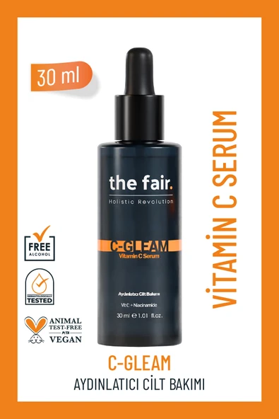 the fair. C-Gleam Leke Giderici Gözenek Bakımı Vegan Cilt Serumu 2 Vitamin C +2 Niacinamide 30ml ürün görseli 1