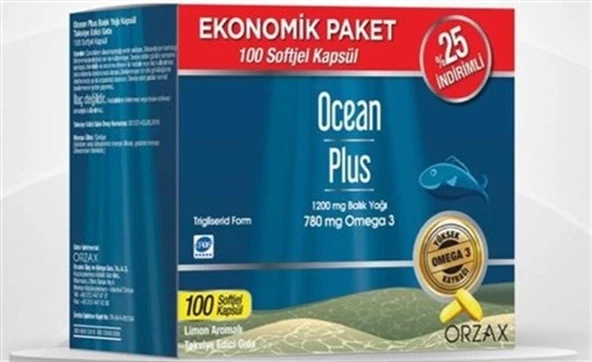 Ocean Plus Limon Aromalı Takviye Edici 100 Kapsül ( Ekonomik Paket )