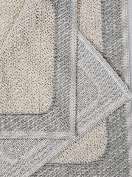 Naturel Pamuklu Kilim Yıkanabilir Banyo Paspası Seti 2'li Klozet Takımı 60x100-50x60cm 7034 - 5