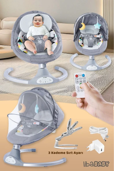 LİBABABY Ana Kucağı Koala Elite - Elektrikli Kumandalı Bluetoothlu Müzikli Otomatik Sallanan Anakucağı - 6