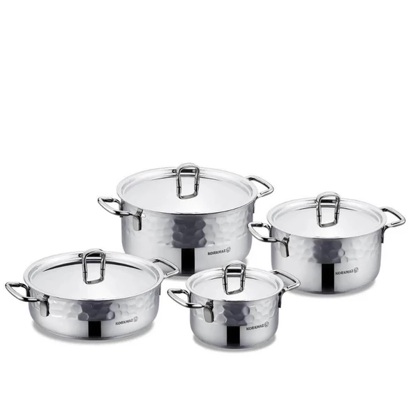 Korkmaz Erna Dayanıklı  Tencere Seti Inox 8 Parça A1963-1