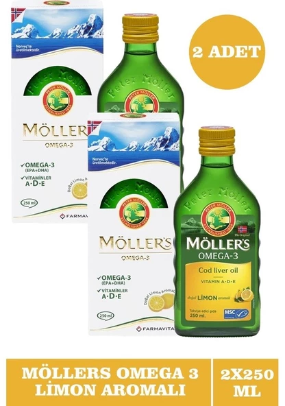 Möllers Omega 3 Limon Aromalı Balık Yağı 250 ml 2'li