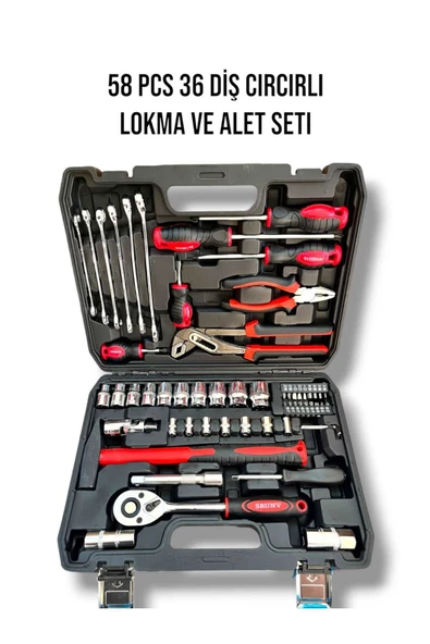 EKİNLER 58 Parça Lokma Anahtar Takımı 1- 4 ve 1- 2 El Aletleri Seti