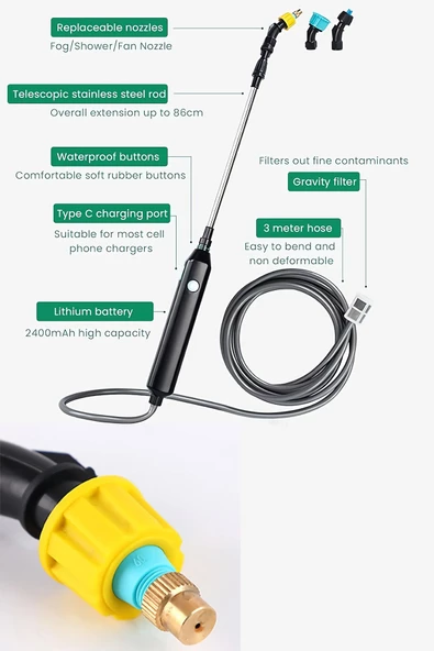 prohummer PH230 Mini Şarjlı Sulama ve İlaçlama Makinesi - 5
